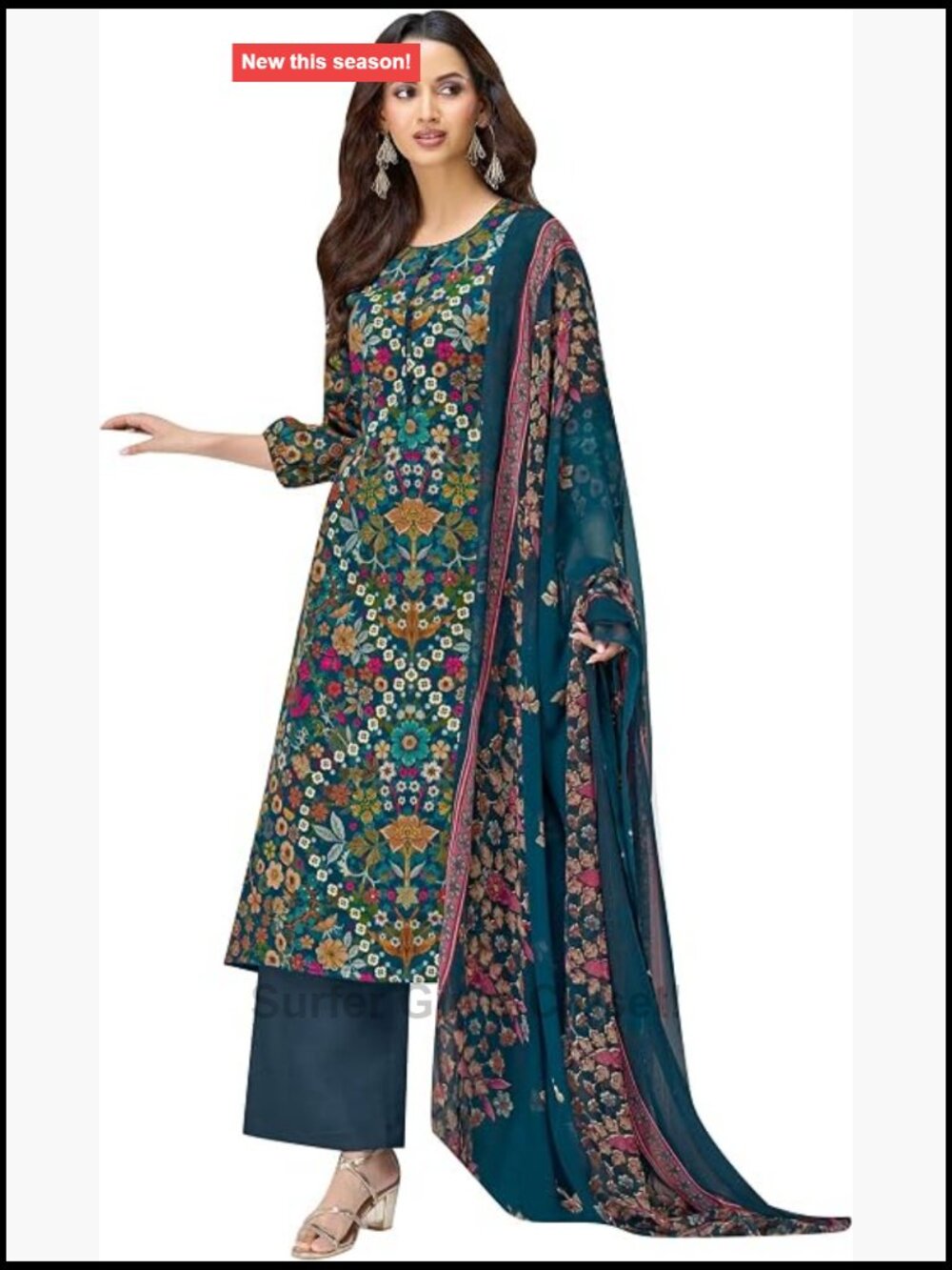 100% Cotton Printed Kurta Palazzo Pants Set with Dupatta Ethnic Salwar Kameez